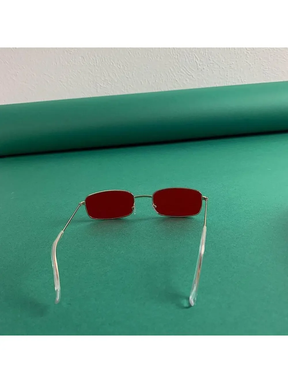 Y2k 90s 2000s vintage unique slim style gold trim sunglasses. Gold trim with